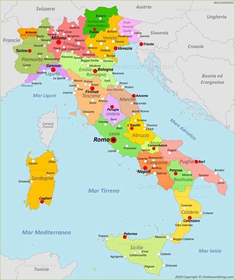 Mappa dell'Italia con evidenziate le sedi delle ASL