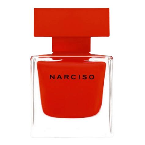 Flacone di Narciso Rodriguez Rouge con sfondo rosso acceso