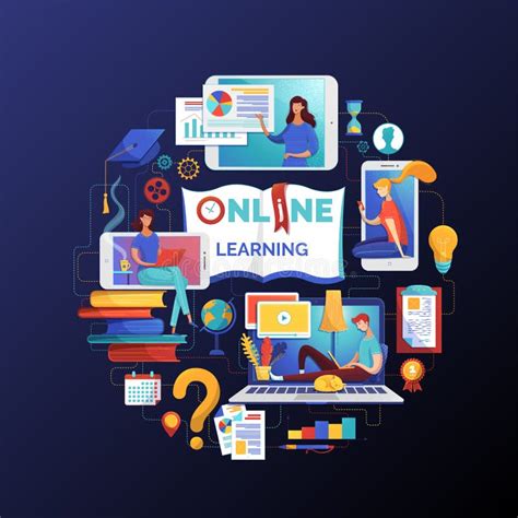 Piattaforma didattica online con icone di apprendimento