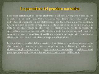 Illustrazione del pensiero narrativo contrapposto al pensiero logico