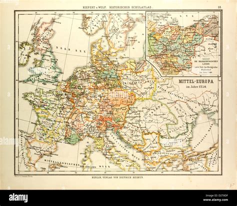 Mappa dell'Europa centrale con Freiberg e Vienna