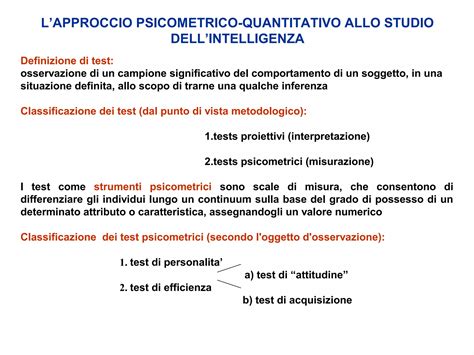 Esempi di diverse categorie di test psicometrici