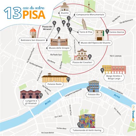 Mappa di Pisa con l'indicazione approssimativa dello studio del Dott. Bartalini