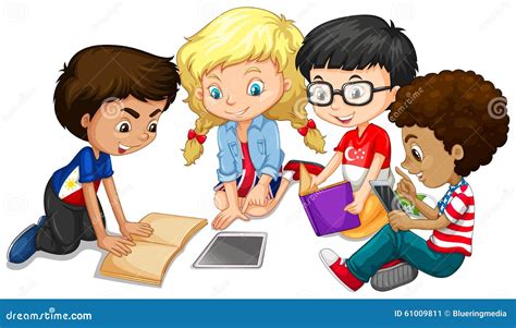 Illustrazione di un gruppo di bambini che partecipano a un'attività di role-playing